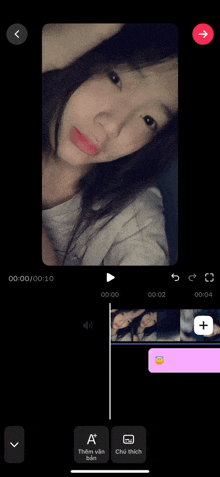 a screenshot of a video editing app with a girl 's face