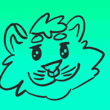 a drawing of a cat 's head with a blue background