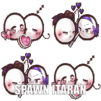 a spawn itaran logo with a bunch of faces and hearts