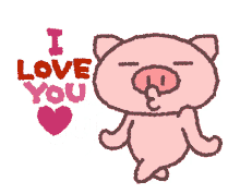 butata pig i love you heart cute