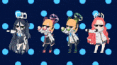 a group of anime characters wearing sunglasses are dancing