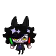 a pixel art of a cartoon character with glasses and bunny ears .