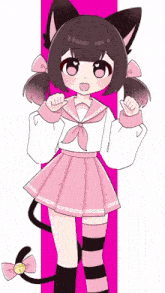 a drawing of a girl wearing a cat outfit