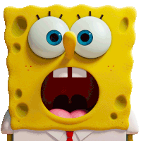 a close up of a spongebob squarepants face with his mouth open