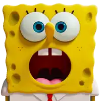 a close up of a spongebob squarepants face with his mouth open