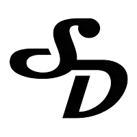 a black and white logo with the letter s and the letter d