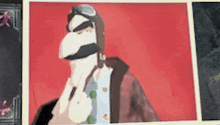a cartoon of a man wearing a helmet and a mask .