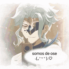 a drawing of a man holding a gun and the words somos de ose below him