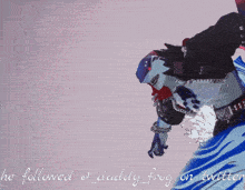 a picture of a person laying on a blue blanket with the words he followed @ daddy_frog on twitter