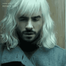 a man with long white hair and a beard is made with the reface app