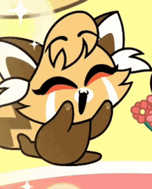a cartoon of a cat with its eyes closed and its mouth open