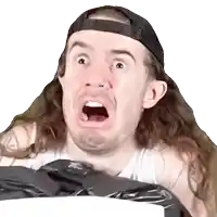 a man with long hair is making a funny face