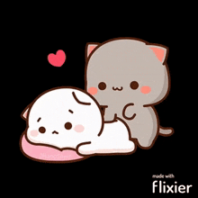a cartoon of a cat giving another cat a back massage