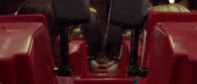 a group of people are riding a roller coaster .