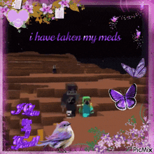 a picture of a bird with the words i have taken my meds on it