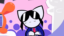 a cartoon drawing of a cat with sunglasses on