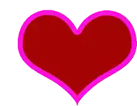 a red heart with a pink border is on a white background