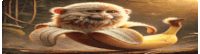 a monkey with a beard is sitting on a banana peel