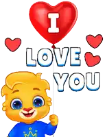 a cartoon character holding a heart shaped balloon that says i love you