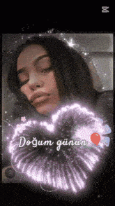 a picture of a woman with the words doğum gunun written on the bottom