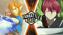 a poster for a fan battle cast with two anime characters on it