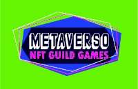 a logo for metaverso nft guild games is on a green background