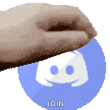 a pixelated image of a hand reaching for a discord logo
