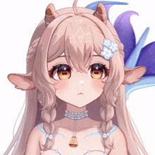 a drawing of a girl with horns and a necklace that says lv