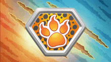 a badge with a paw print in the center