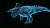an x-ray of a triceratops standing next to an elephant .