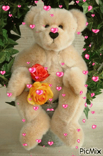 Teddy Bear Love GIF - Teddy Bear Love Roses - Discover & Share GIFs