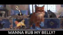Rub My Belly Belly Rub GIF - Rub My Belly Belly Rub Puss In Boots GIFs