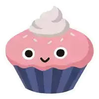 a pink cupcake with whipped cream and sprinkles has a face on it