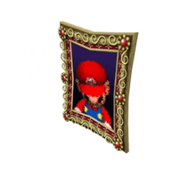 a picture of mario in a red hat is in a gold frame