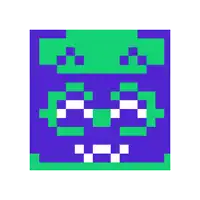 a purple and green square with a black border and a black border on a white background .