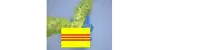 a yellow box with red and white stripes on it is attached to a green plant .