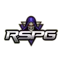 a logo for rspg with a grim reaper in a hood