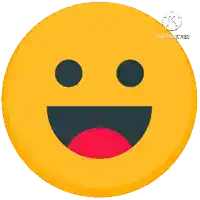 a yellow smiley face with black eyes and a red tongue says kinemaster
