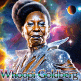 a painting of a woman with the name whoopi goldberg written on it