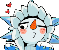 a cartoon drawing of a snowman making a kissing face
