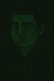 a person 's face is made up of binary code including the numbers 1 and 0