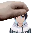 a pixel art of a hand putting a blanket on a person 's head .