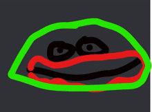 a drawing of a frog with a green outline around it