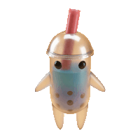 a bubble tea cup with a red straw on top
