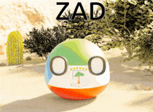 a beach ball with the word zad on it