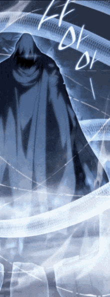 a man in a cape is surrounded by a glowing circle with the letters h and o written on it