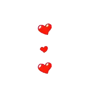 a row of red hearts are floating in the air