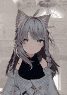 a girl with a cat ear on her head