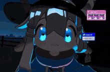 a cartoon character with blue eyes is giving a thumbs up and has a sign that says hearrayvt