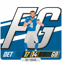 a cartoon illustration of a football player with the number 4 on his jersey